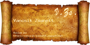 Vancsik Zsanett névjegykártya